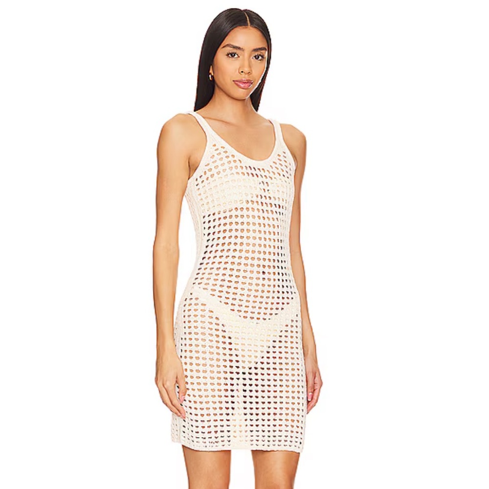 SOLID & STRIPED Cream Crochet Swim Coverup